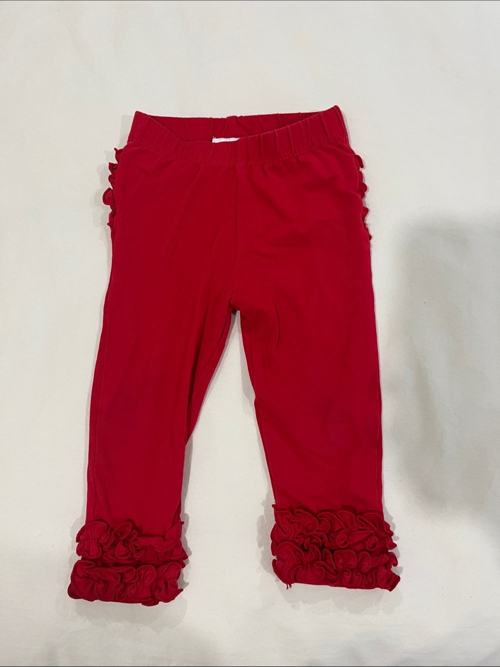 Toddler Red Ruffle Butt Hem Leggings